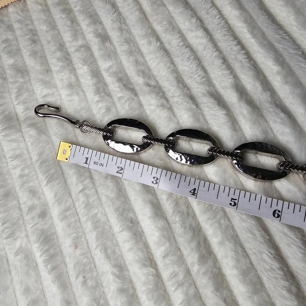 Silver Tone Oval Link Chain Belt OS Adjustable Modern Chic Chunky Heavy Solid